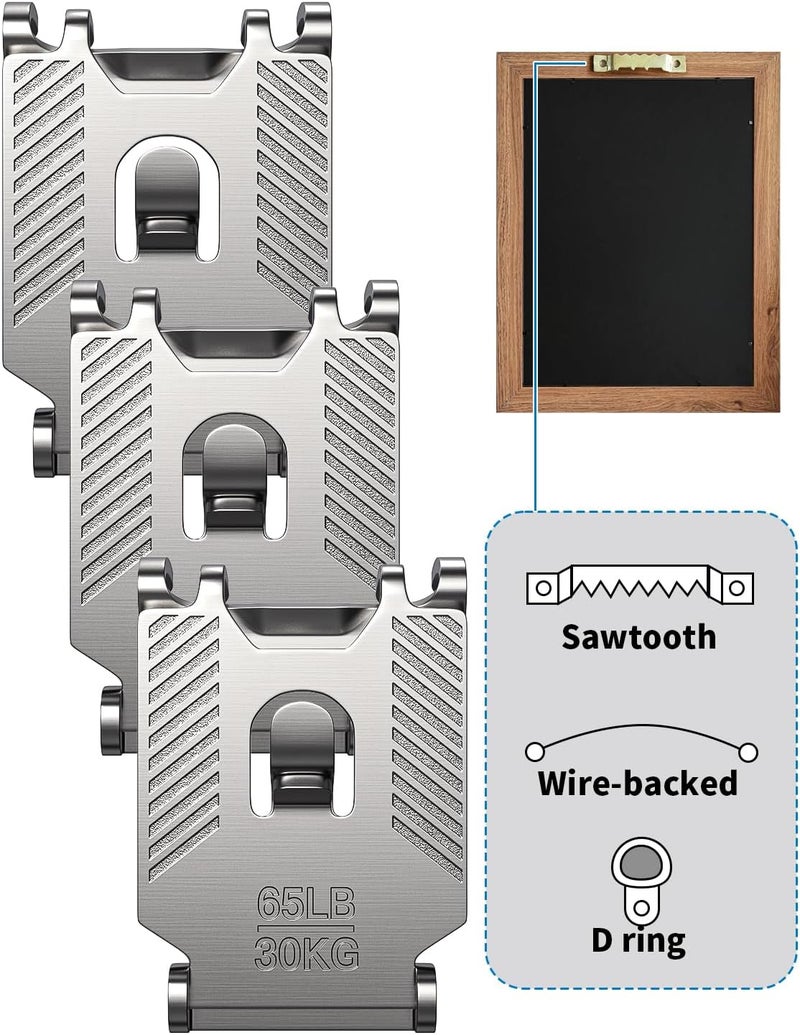 LZC 65 lb Drywall Picture Hangers Claw: 8 Pack Heavy Duty Damage Free Wall Picture Hanging Hooks - Art Mirror Photo Painting Frame Sawtooth Wire D Ring Hanger Kit for Room Office Decor - Image 5